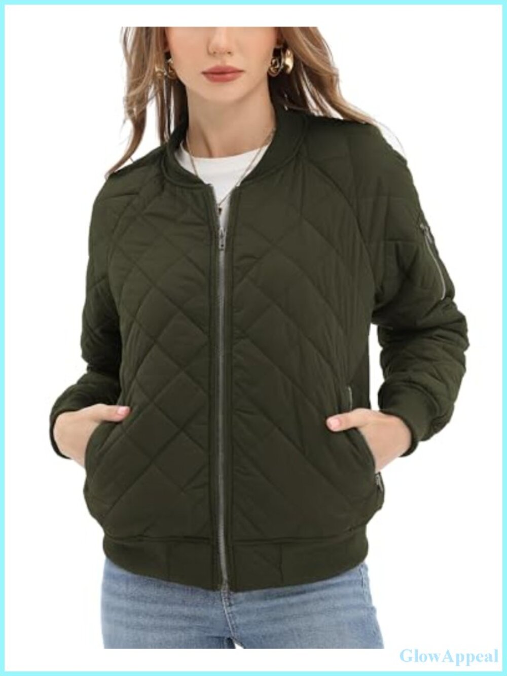 Quilted Lightweight Bomber Jacket Zip Pockets Lined Fall Coat